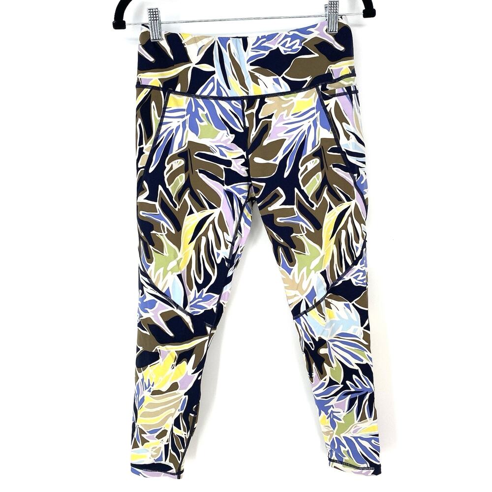 Sweaty Betty Power Pocket 7/8 Length Leggings Paper Leaf Women's Size 8-10